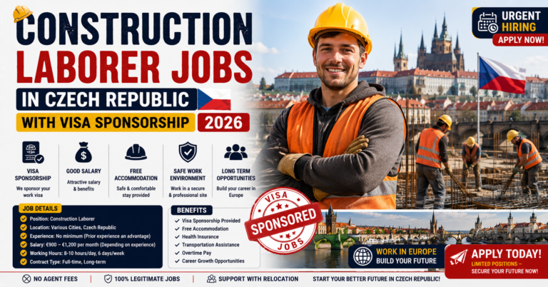 Construction Laborer Jobs in Czech Republic with Visa Sponsorship 2026