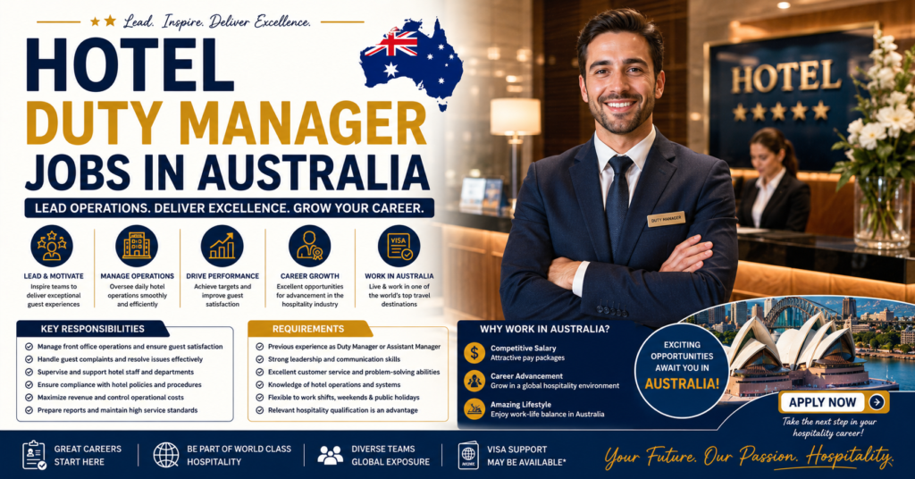 Hotel Duty Manager Jobs in Australia