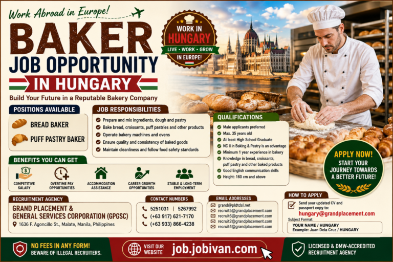 Baker Job Opportunity in Hungary