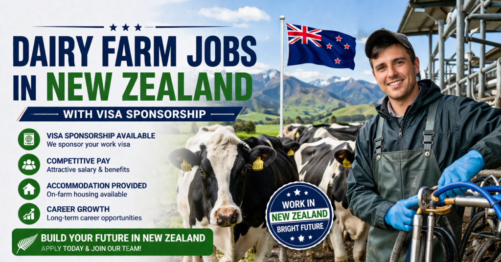 Dairy Farm Jobs in New Zealand with Visa Sponsorship