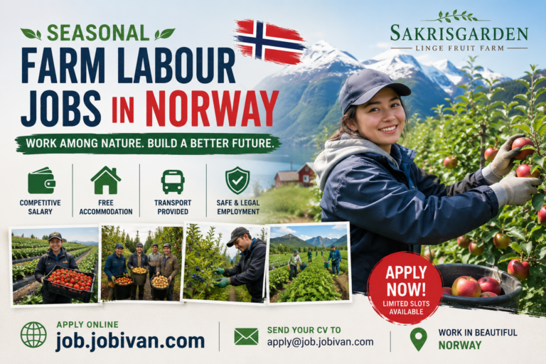 Seasonal Farm Labour Jobs in Norway with Visa 2026