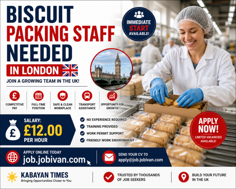 Biscuit Packing Staff Needed in London