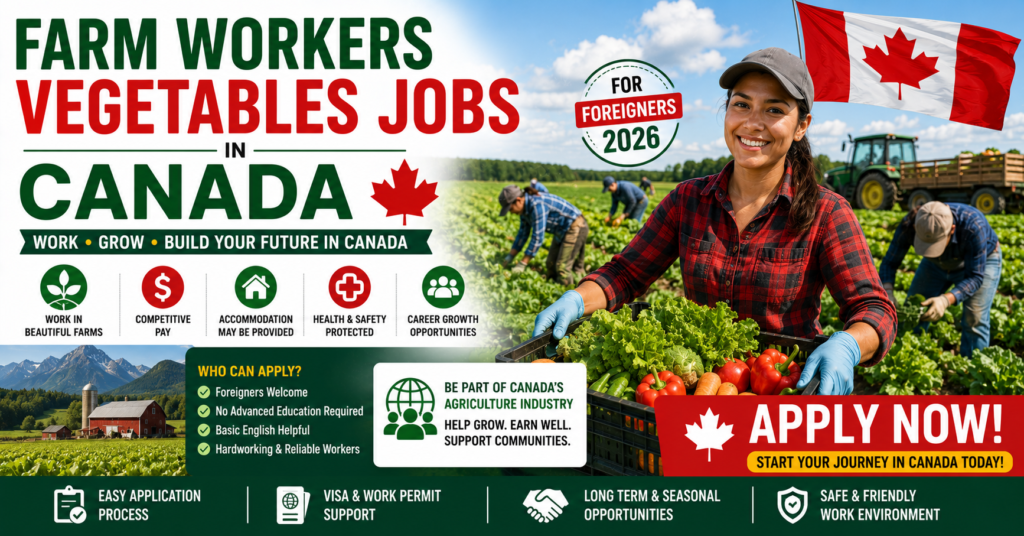 Farm Workers Vegetables Jobs in Canada For Foreigners 2026