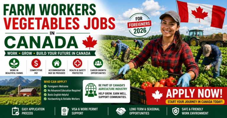 Farm Workers Vegetables Jobs in Canada For Foreigners 2026