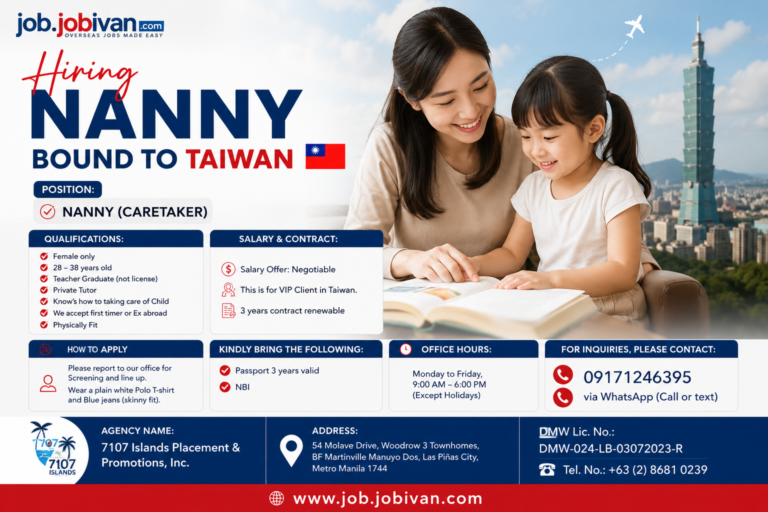 Hiring Nanny Bound to Taiwan 🇹🇼
