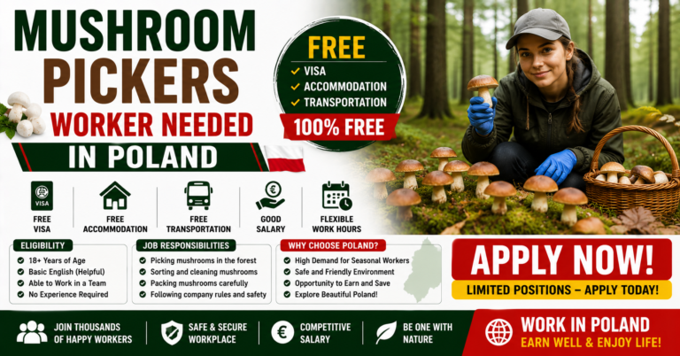 Mushroom Pickers Worker Needed in Poland