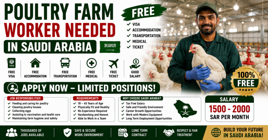 Poultry Farm Worker Needed in Saudia Arabia