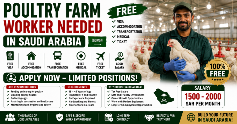 Poultry Farm Worker Needed in Saudia Arabia