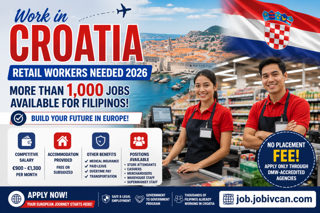 More Than 1,000 Jobs Available in Croatia for Filipinos | Retail Workers Needed in 2026