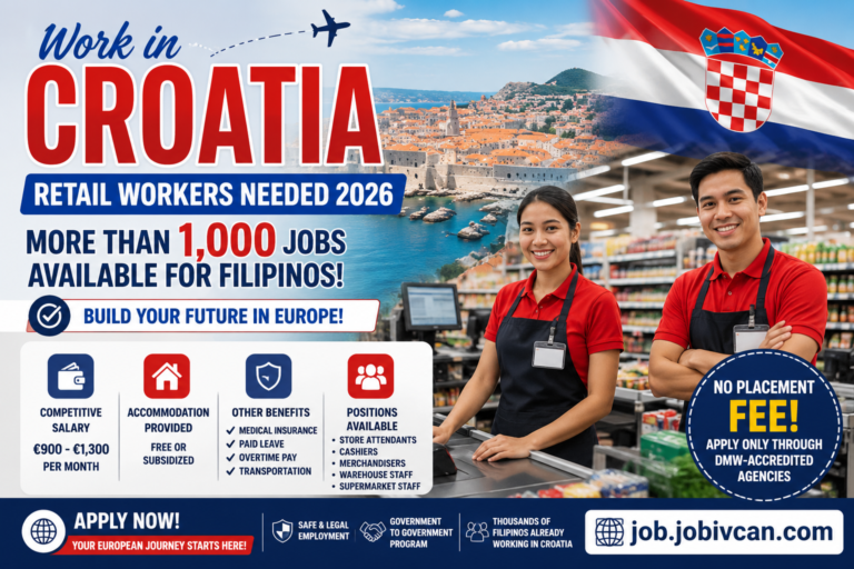 More Than 1,000 Jobs Available in Croatia for Filipinos | Retail Workers Needed in 2026