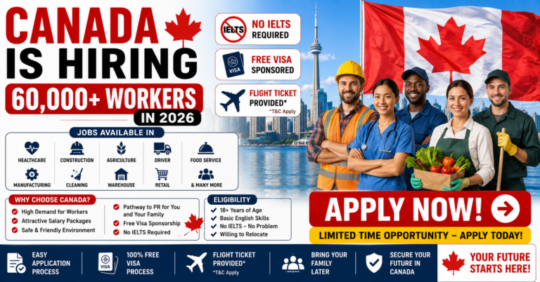 Canada is Hiring 60,000 Workers in 2026 | No IELTS, Free Visa Apply