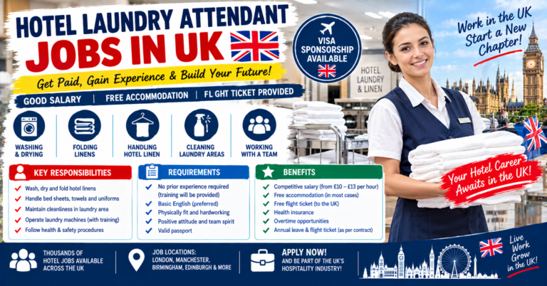 Hotel Laundry Attendant Jobs in UK with Visa 2026