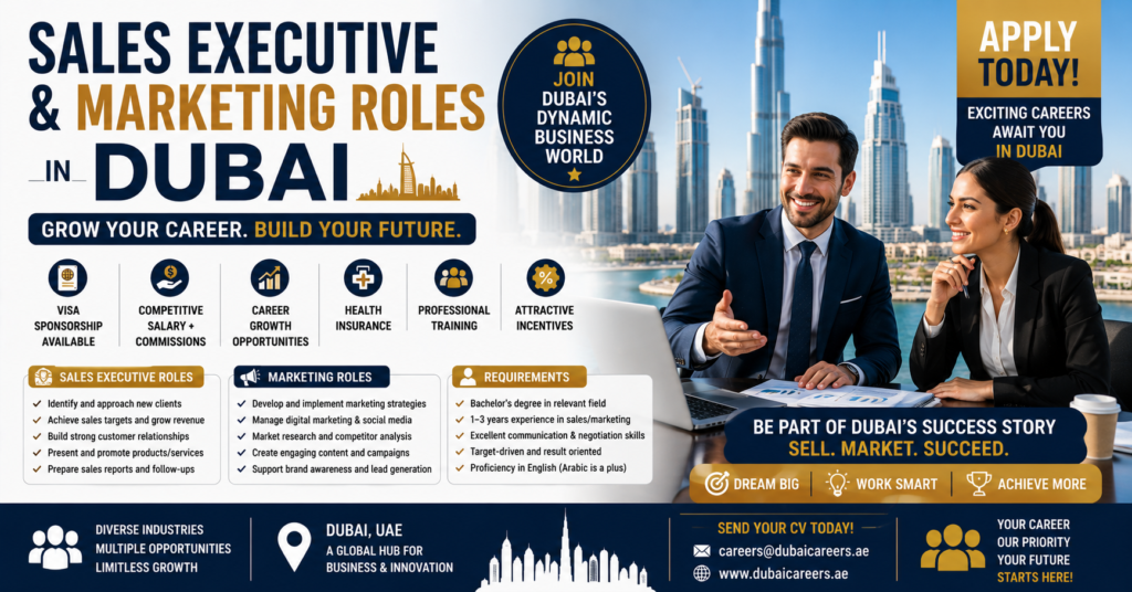 Sales Executive And Marketing Roles In Dubai